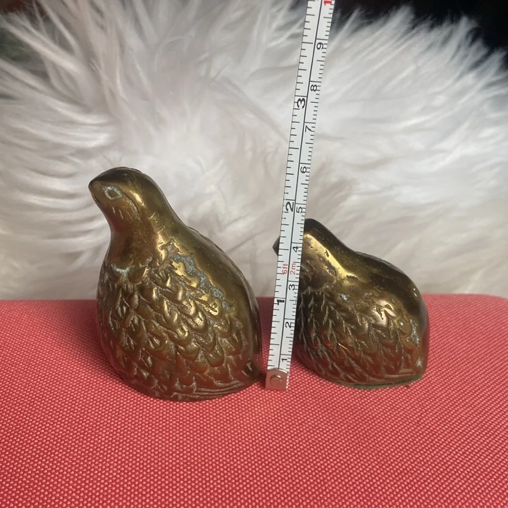 Vintage Brass Quail Bird Statues Figurine/ Paperweights- Set of 2
